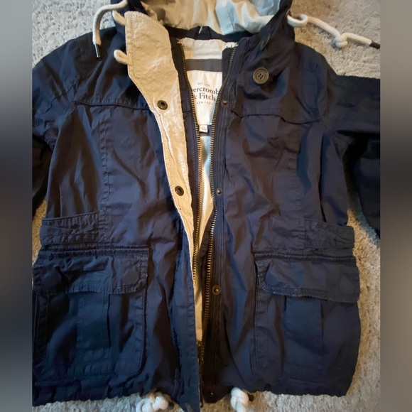 Abercrombie & Fitch Cotton Navy Hooded Vintage Utility Jacket Size XS - Picture 3 of 10